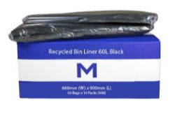 Picture of BOX OF 500 X 60L MPH  BLACK RUBBISH BAGS